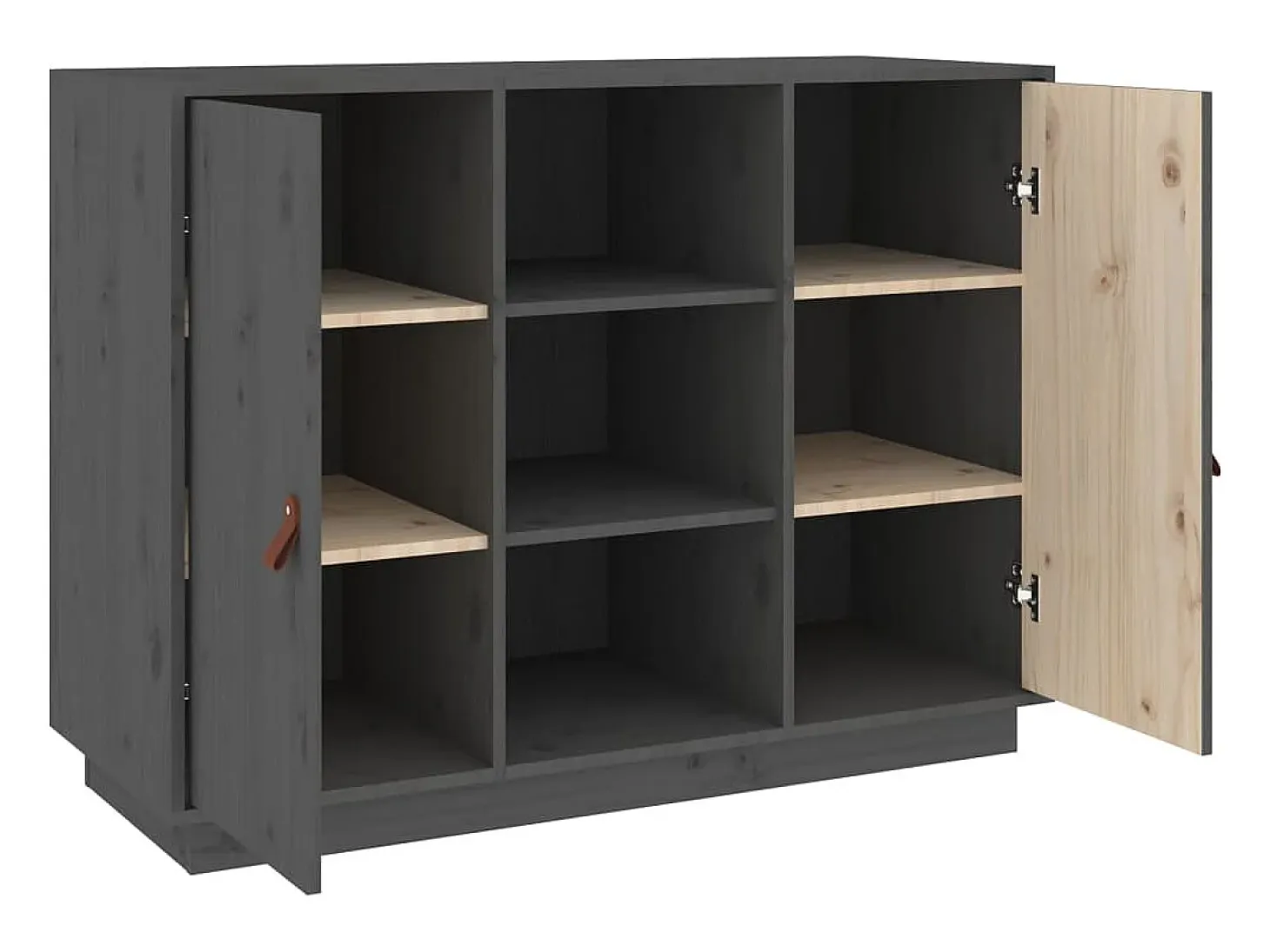 Aparador de madera maciza de pino gris 100x40x75 cm