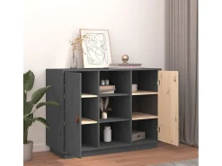 Aparador de madera maciza de pino gris 100x40x75 cm