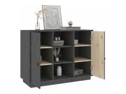 Aparador de madera maciza de pino gris 100x40x75 cm