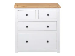 Aparador de madera maciza pino estilo Panamá blanco 80x40x83 cm