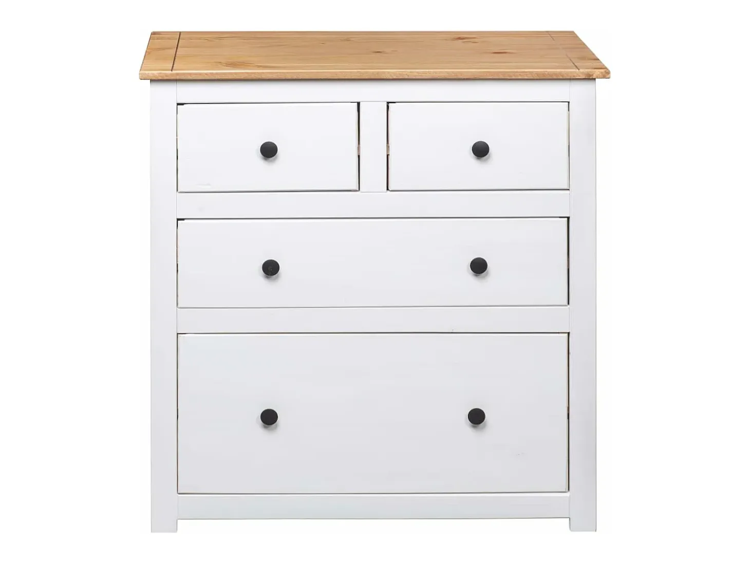 Aparador de madera maciza pino estilo Panamá blanco 80x40x83 cm