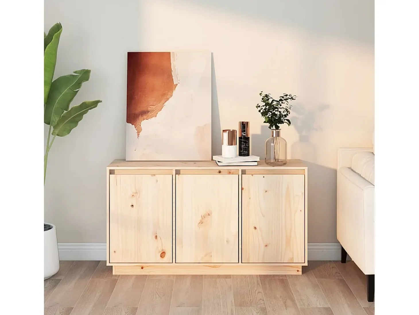 Aparador de madera maciza de pino 111x34x60 cm