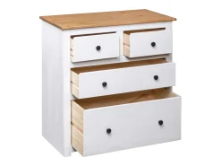 Aparador de madera maciza pino estilo Panamá blanco 80x40x83 cm
