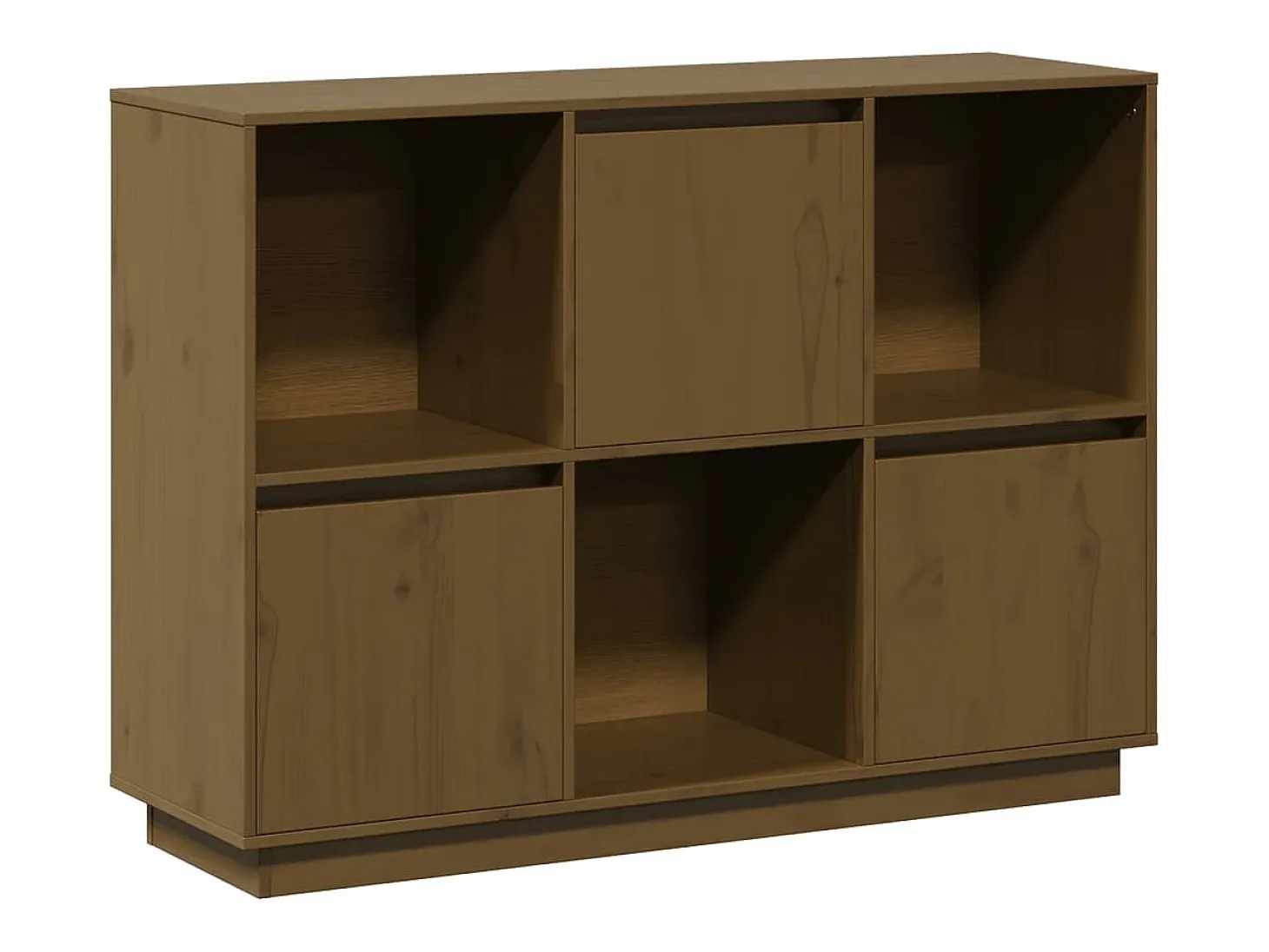 Aparador de madera maciza de pino marrón miel 110,35x35x80 cm