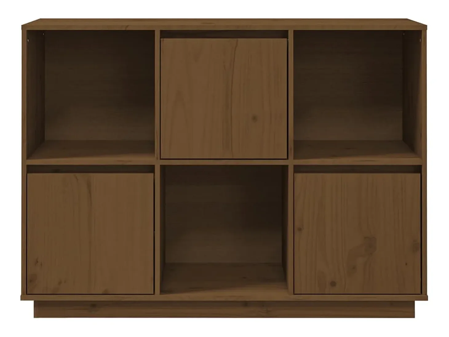 Aparador de madera maciza de pino marrón miel 110,35x35x80 cm