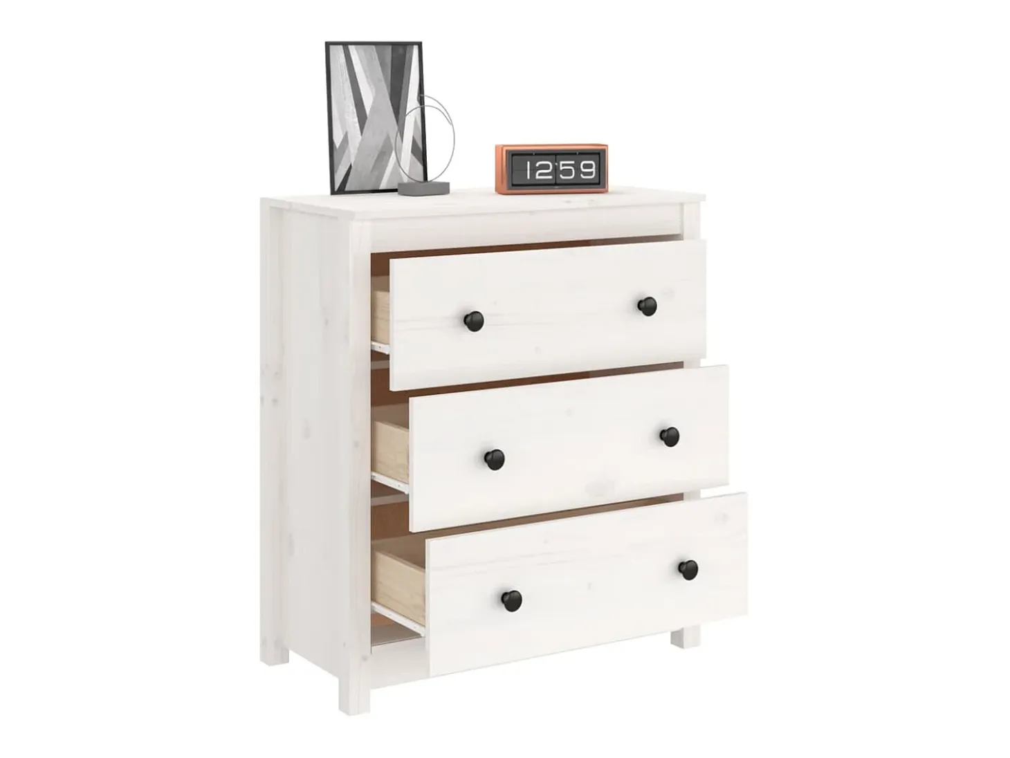 Aparador de madera maciza de pino blanco 70x35x80 cm ES89807