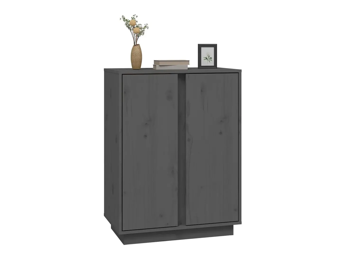 Aparador de madera maciza de pino gris 60x35x80 cm ES23513