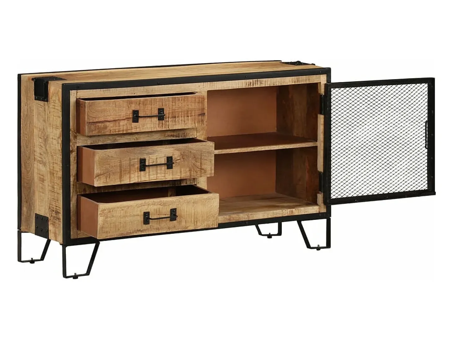 Aparador de madera maciza de mango en bruto 100x31x60 cm