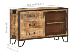 Aparador de madera maciza de mango en bruto 100x31x60 cm