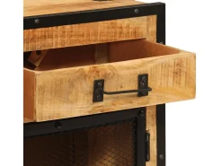 Aparador de madera maciza mango sin tratar y metal 80x31x66 cm