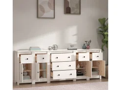 Aparador de madera maciza de pino blanco 230 x 35 x 80 cm
