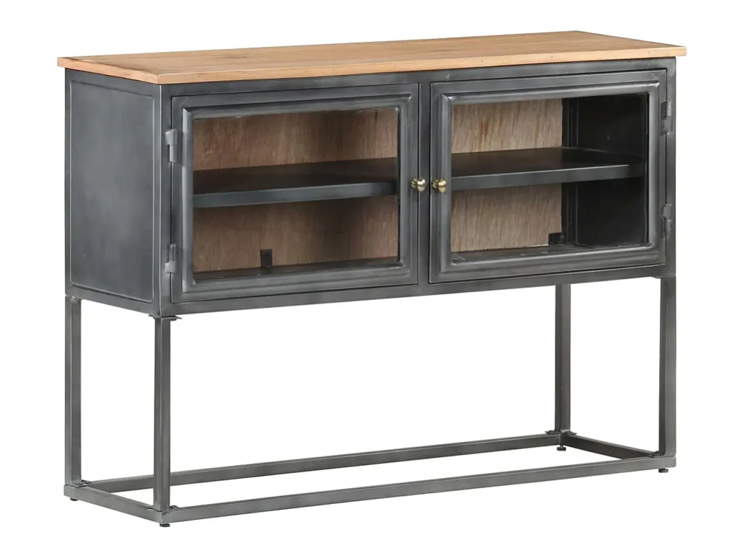 Aparador de madera maciza de acacia gris 100x30x70 cm