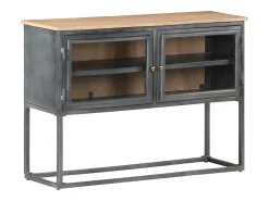 Aparador de madera maciza de acacia gris 100x30x70 cm