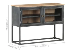 Aparador de madera maciza de acacia gris 100x30x70 cm