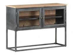 Aparador de madera maciza de acacia gris 100x30x70 cm