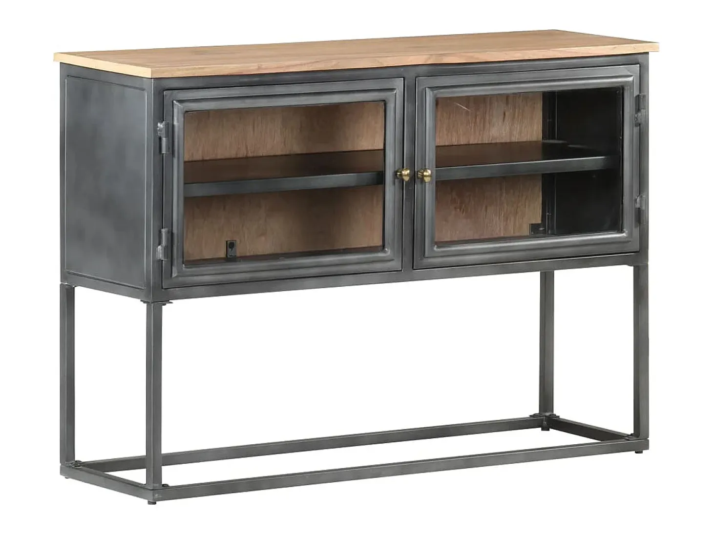 Aparador de madera maciza de acacia gris 100x30x70 cm