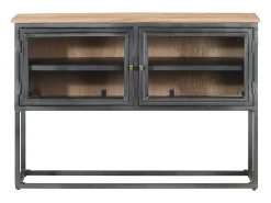 Aparador de madera maciza de acacia gris 100x30x70 cm