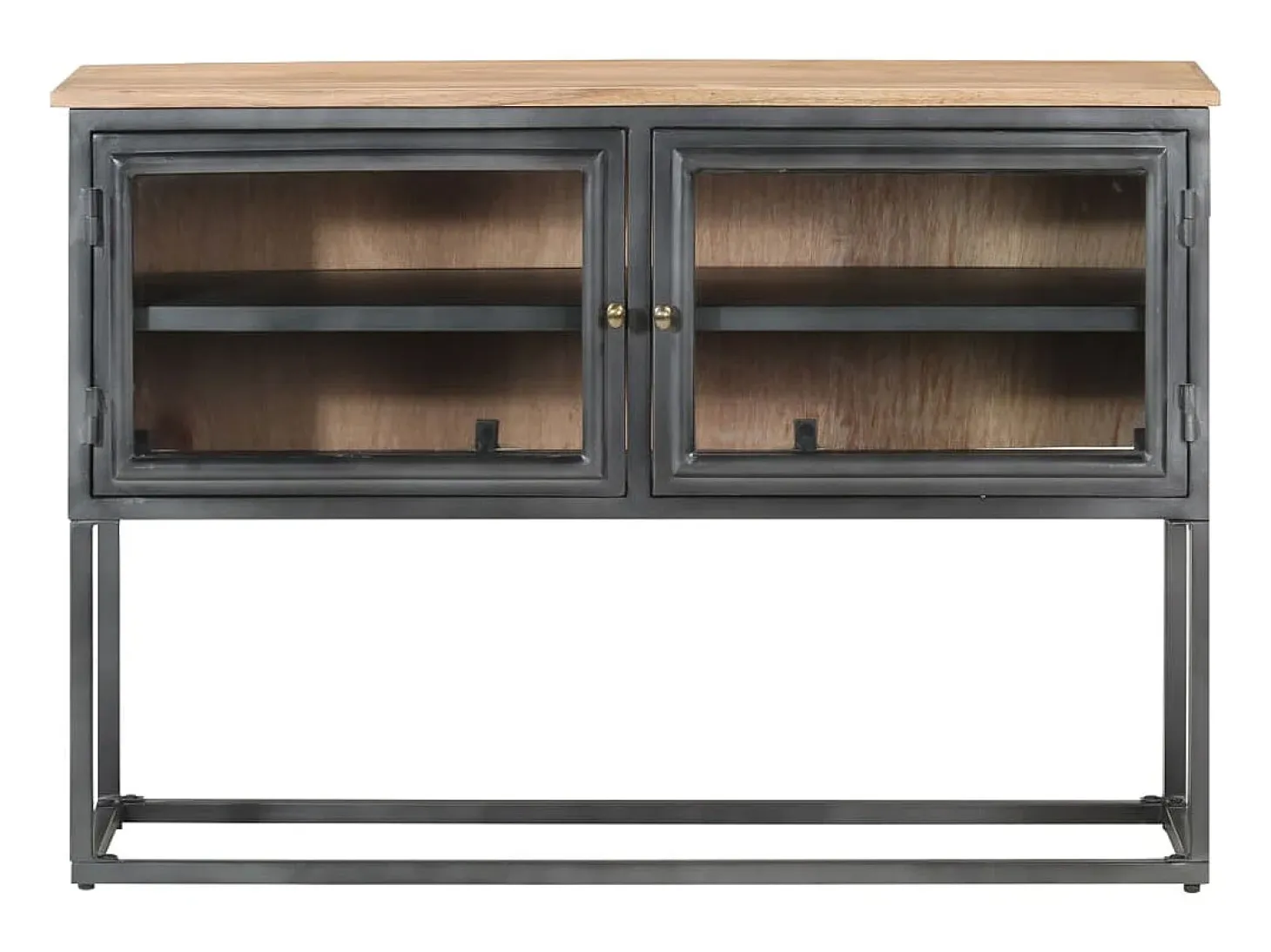 Aparador de madera maciza de acacia gris 100x30x70 cm