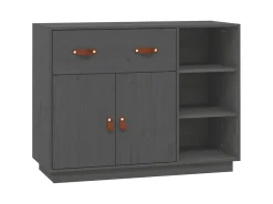Aparador de madera maciza de pino gris 98,5x40x75 cm ES17544