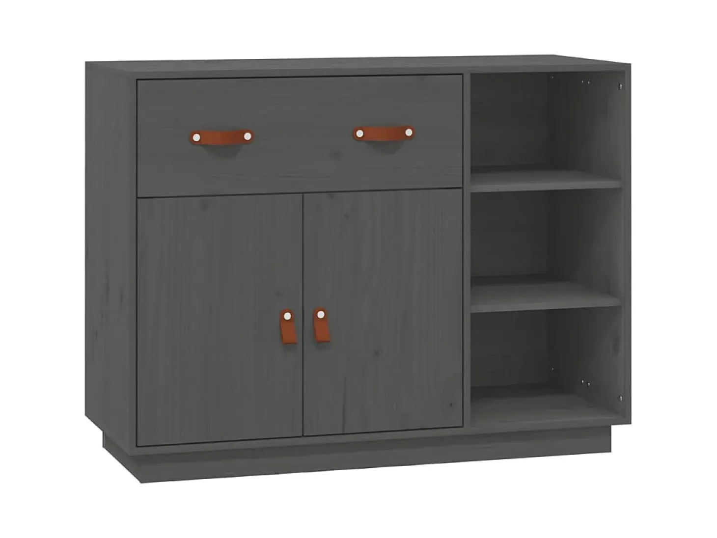 Aparador de madera maciza de pino gris 98,5x40x75 cm ES17544