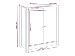 Aparador de madera maciza de pino blanco 70x35x80 cm