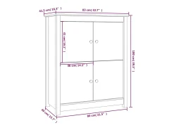 Aparador de madera maciza de pino negro 83x41,5x100 cm