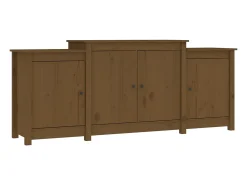 Aparador de madera maciza de pino marrón miel 164x37x68 cm