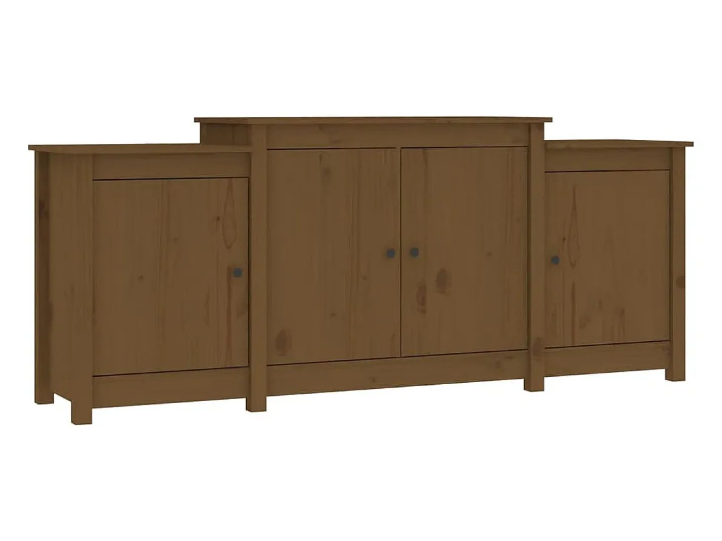 Aparador de madera maciza de pino marrón miel 164x37x68 cm