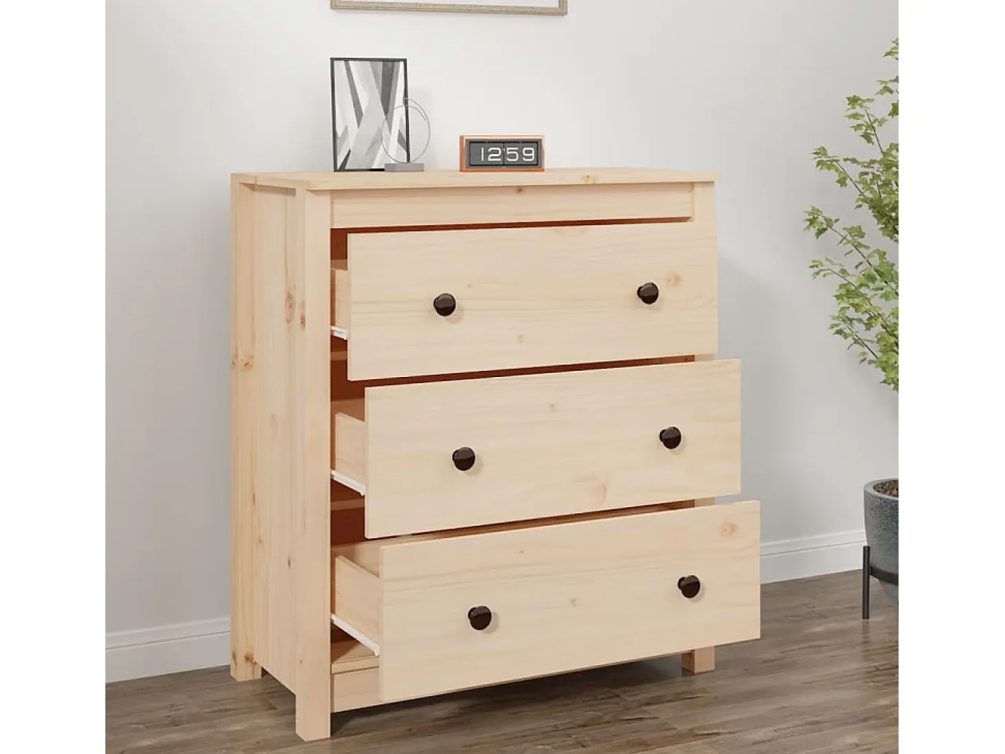 Aparador de madera maciza de pino 70x35x80 cm