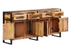 Aparador de madera maciza de acacia acabado miel 172x35x80 cm