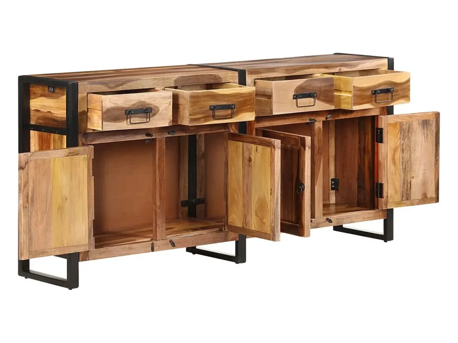 Aparador de madera maciza de acacia acabado miel 172x35x80 cm