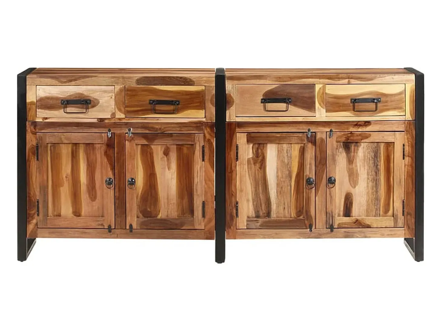 Aparador de madera maciza de acacia acabado miel 172x35x80 cm