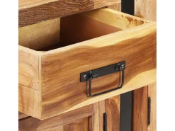 Aparador de madera maciza de acacia acabado miel 172x35x80 cm