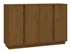 Aparador de madera maciza de pino marrón miel 120x35x80 cm ES80242