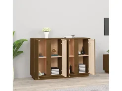 Aparador de madera maciza de pino marrón miel 120x35x80 cm ES80242