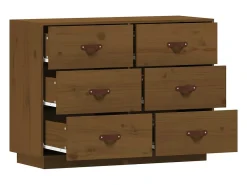 Aparador de madera maciza de pino marrón miel 100x40x75 cm