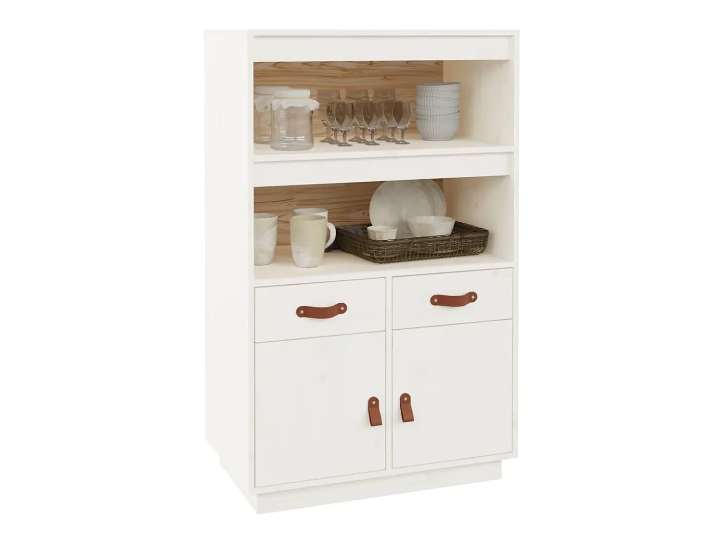 Aparador de madera maciza de pino blanco 67x40x108,5 cm