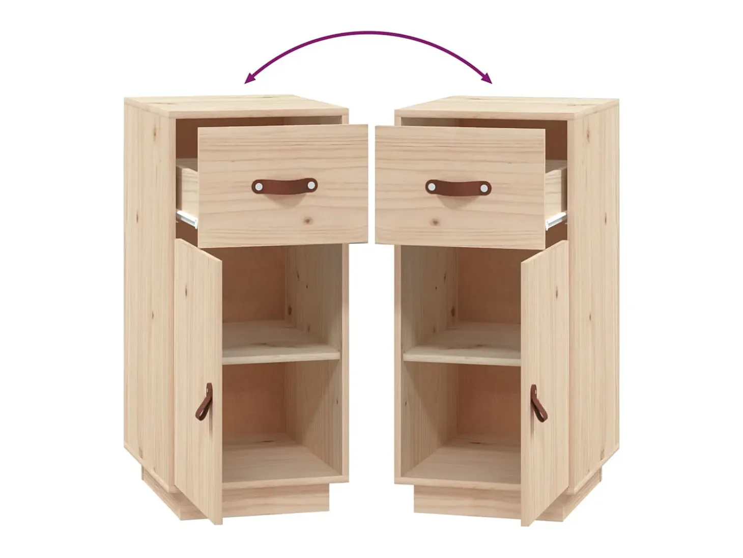 Aparador de madera maciza de pino 34x40x75 cm