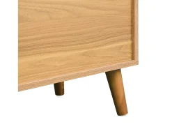 Aparador de madera natural oscura con 6 cajones, tiradores metálicos, dimensiones 120 x 40 x 76,5 cm