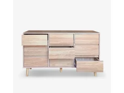 Aparador de madera para salón con 9 cajones 120x40x72cm Vudan