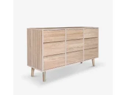Aparador de madera para salón con 9 cajones 120x40x72cm Vudan