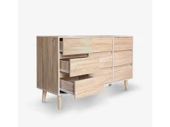 Aparador de madera para salón con 9 cajones 120x40x72cm Vudan