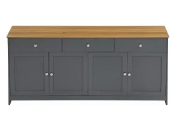 Aparador de madera veteada en gris-negro con 4 puertas y 3 cajones - Madera MDF