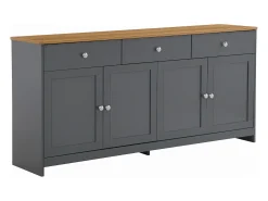 Aparador de madera veteada en gris-negro con 4 puertas y 3 cajones - Madera MDF