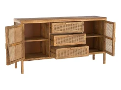 Aparador de madera y caña 2 puertas 3 cajones - Tiki