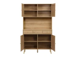 Aparador de madera y caña, 4 puertas y 3 cajones, 110cm natural