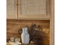 Aparador de madera y caña, 4 puertas y 3 cajones, 110cm natural