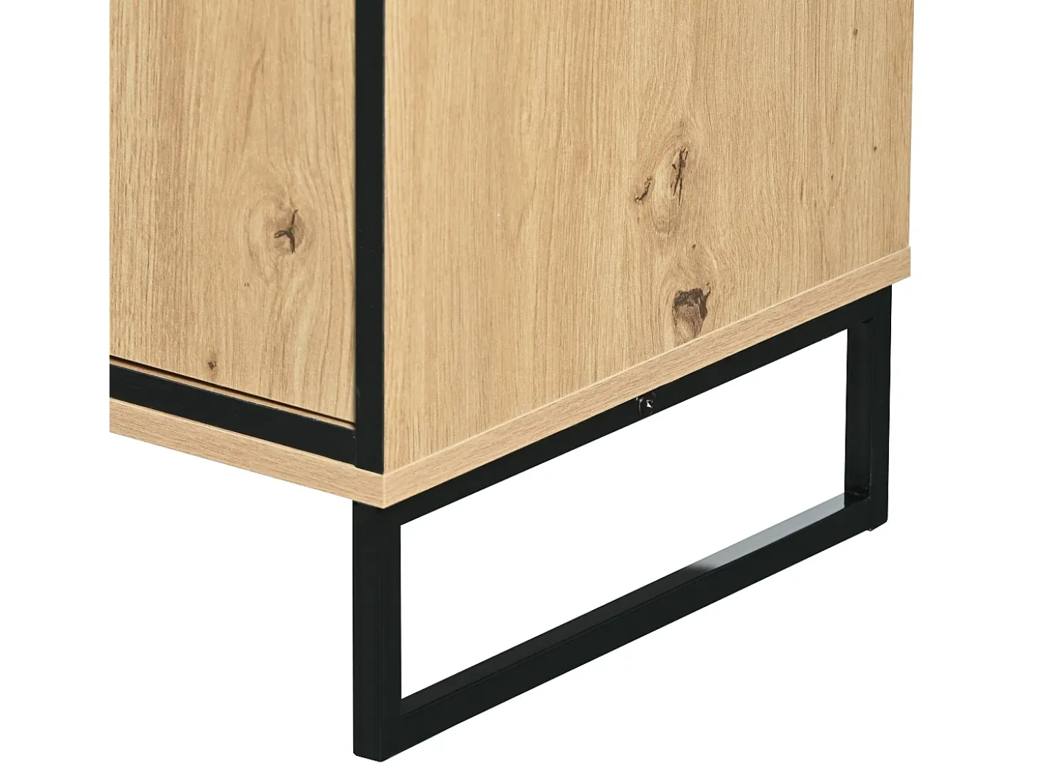 Aparador de madera y negro con LED, 3 cajones y divisores abiertos - para salón y comedor