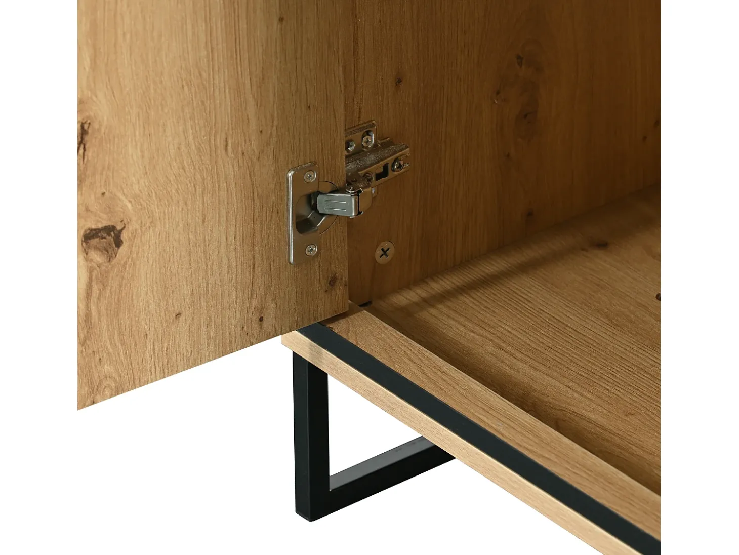 Aparador de madera y negro con LED, 3 cajones y divisores abiertos - para salón y comedor