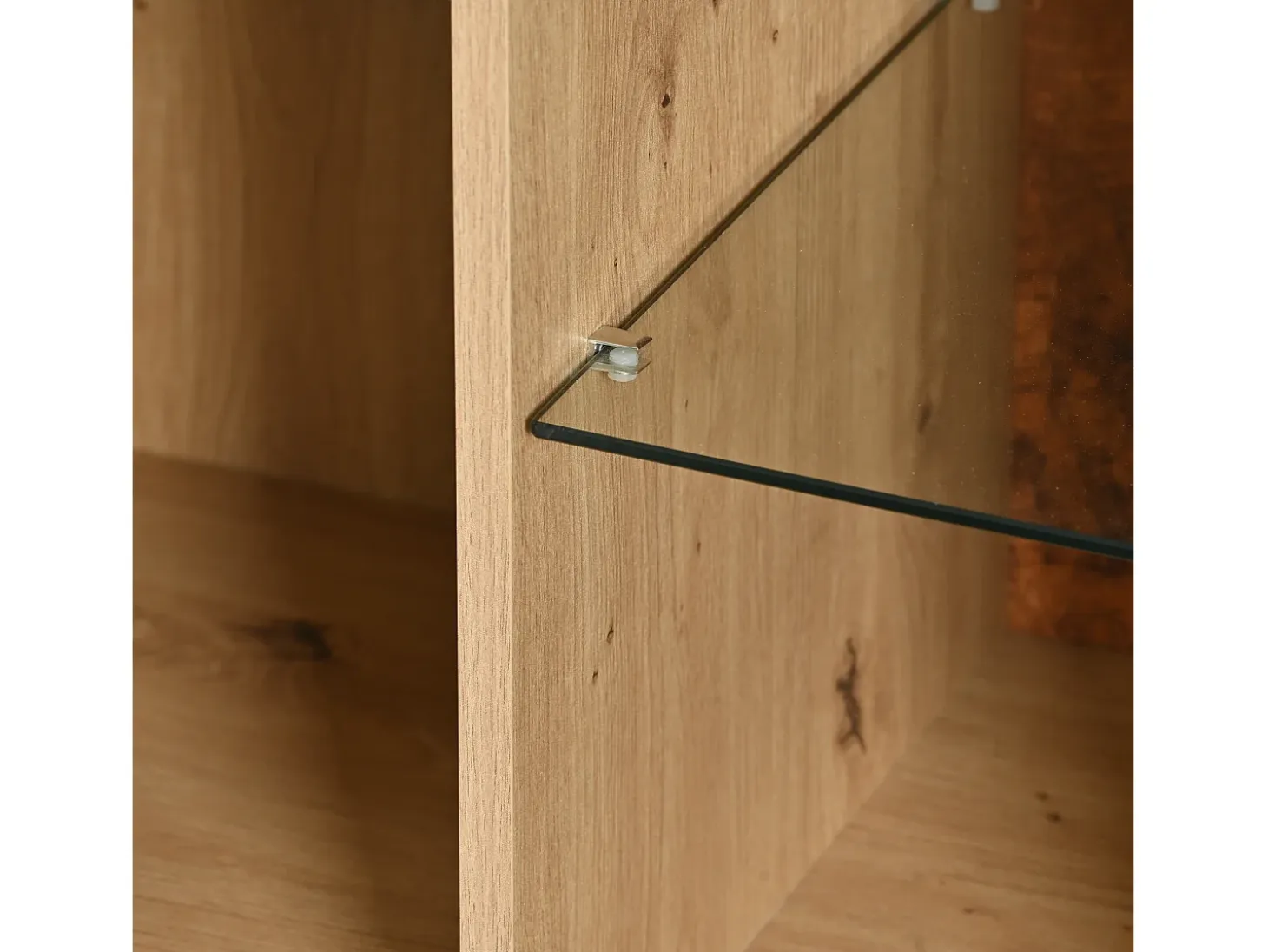 Aparador de madera y negro con LED, 3 cajones y divisores abiertos - para salón y comedor